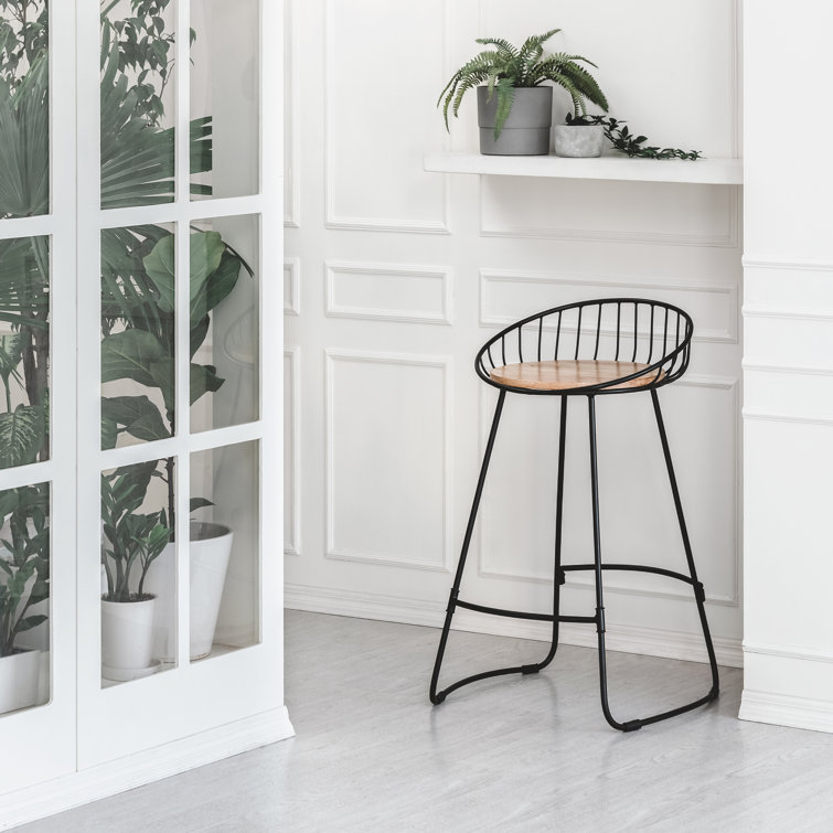 White metal and wood best sale bar stools